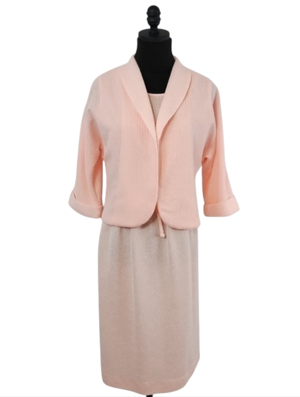 Vintage 80s Sunshine Alley Women's Pink Dress Bolero Combo Set size 12 Heirloom